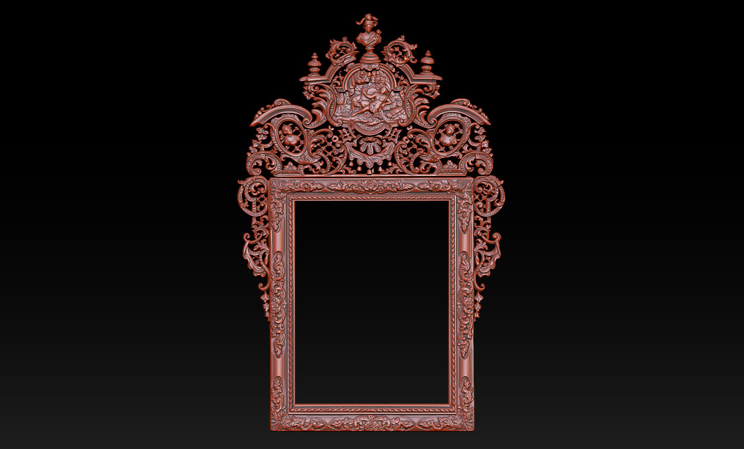 Classic Baroque Mirror Frame 2.5d 3d Model 3D Model