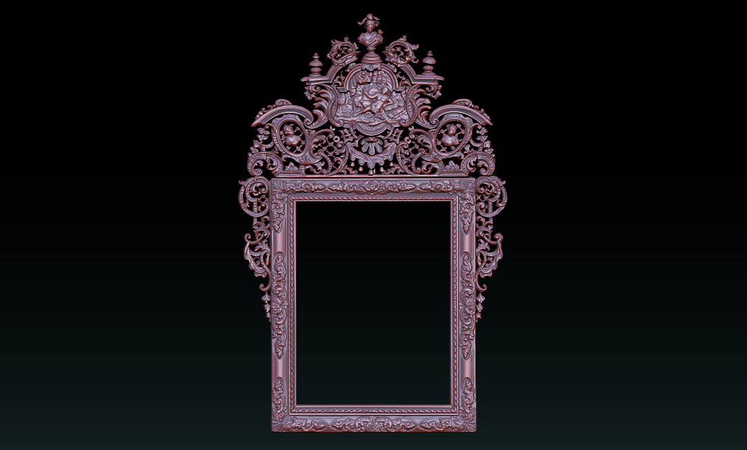 Classic Baroque Mirror Frame 2.5d 3d Model 3D Model