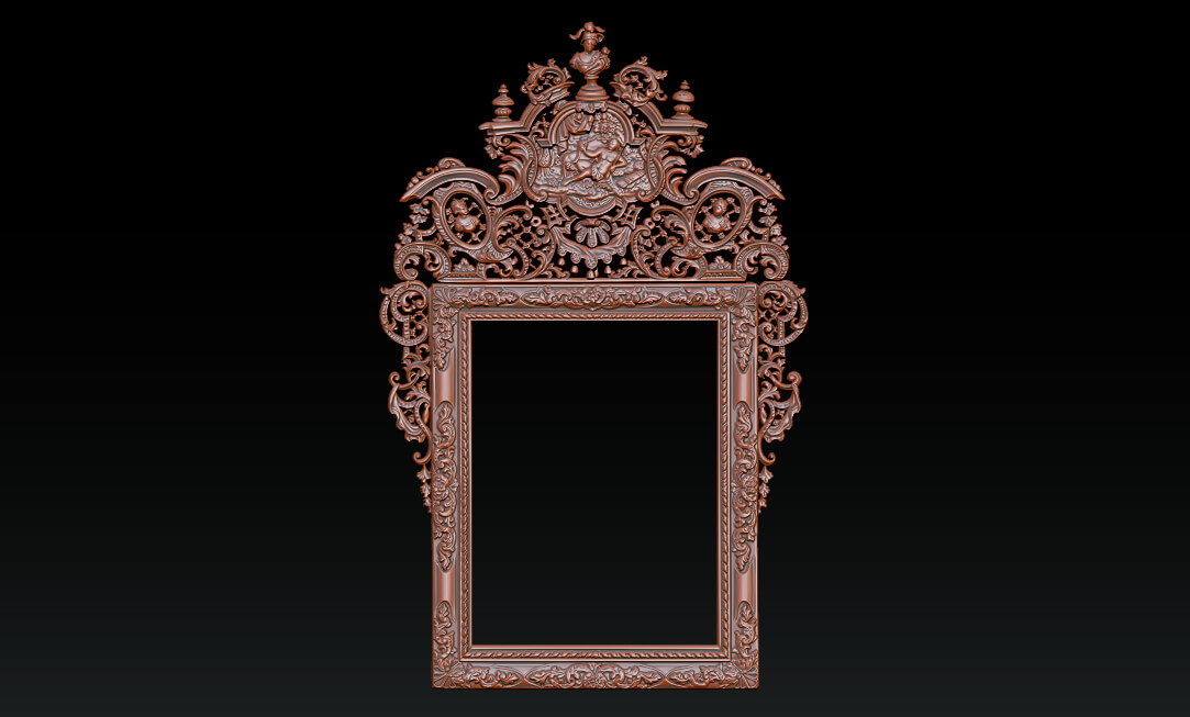 Classic Baroque Mirror Frame 2.5d 3d Model 3D Model