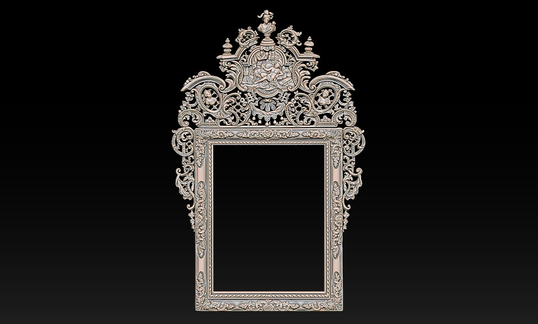 Classic Baroque Mirror Frame 2.5d 3d Model 3D Model
