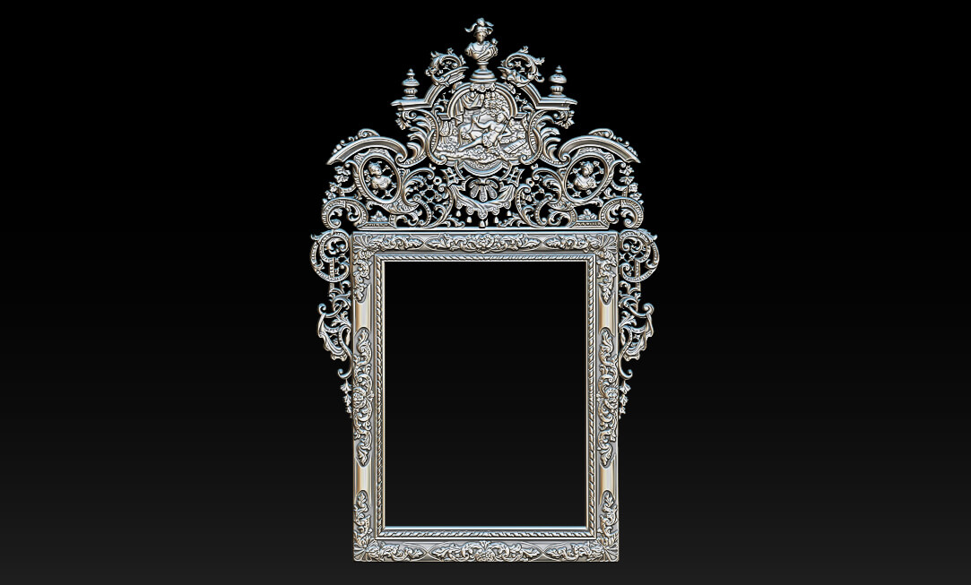 Classic Baroque Mirror Frame 2.5d 3d Model 3D Model