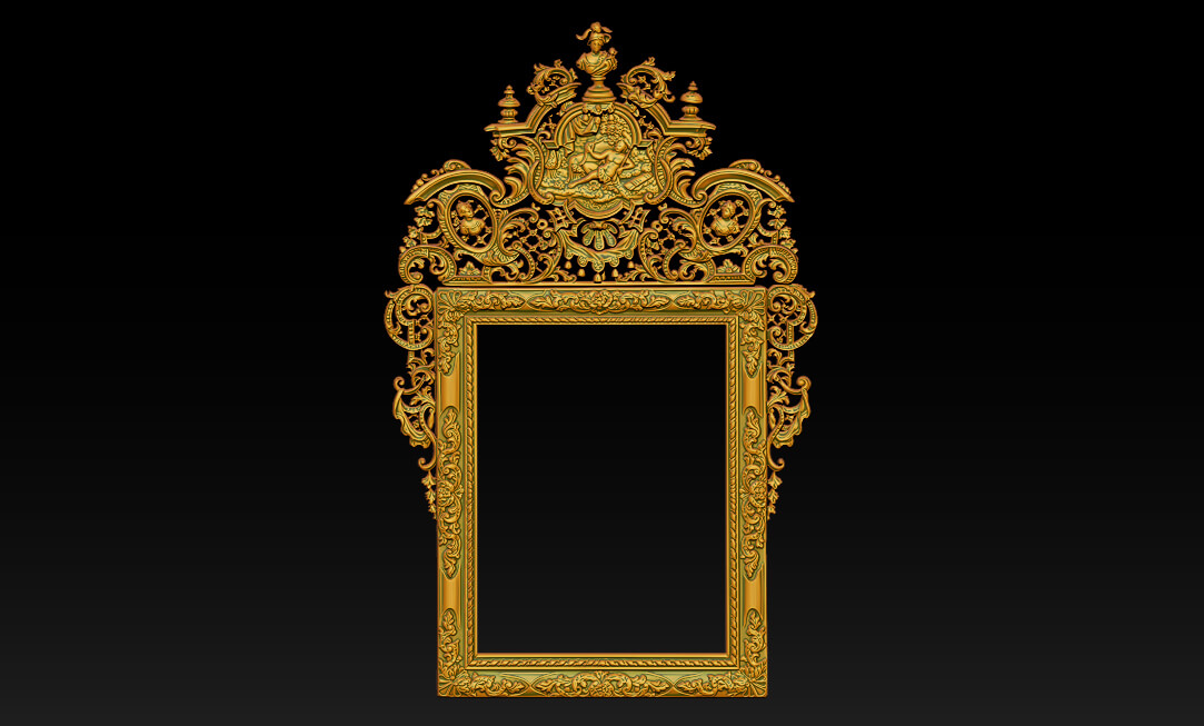 Classic Baroque Mirror Frame 2.5d 3d Model 3D Model
