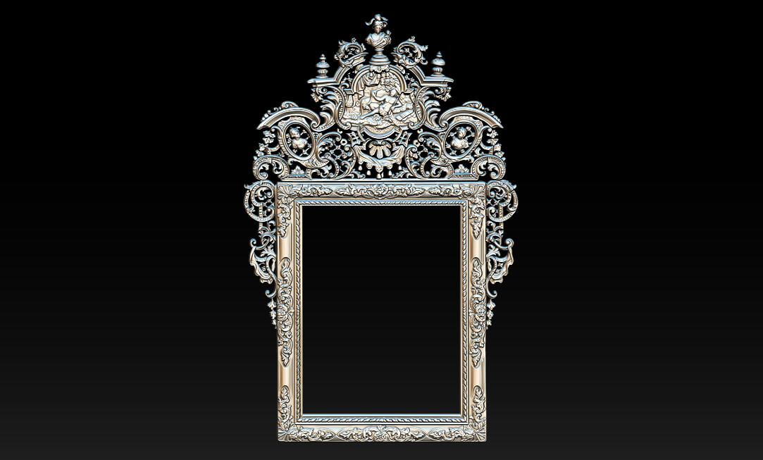 Classic Baroque Mirror Frame 2.5d 3d Model 3D Model