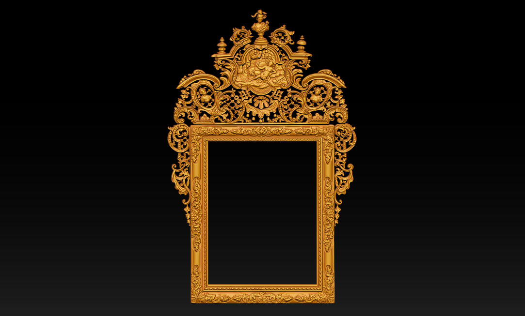 Classic Baroque Mirror Frame 2.5d 3d Model 3D Model
