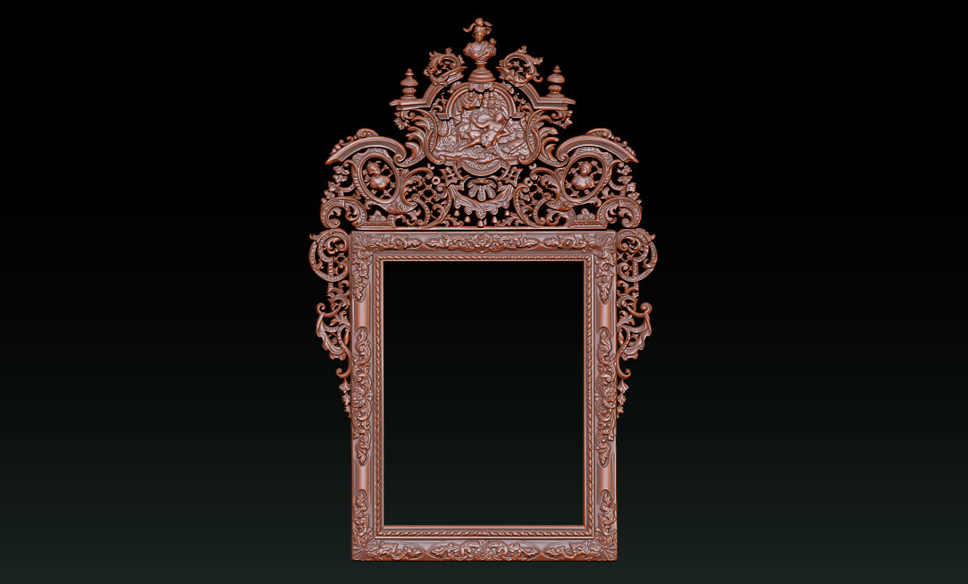 Classic Baroque Mirror Frame 2.5d 3d Model 3D Model