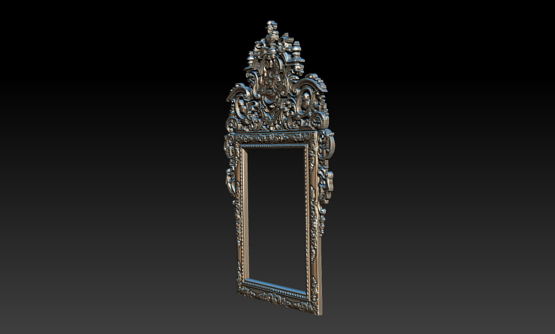 Classic Baroque Mirror Frame 2.5d 3d Model 3D Model