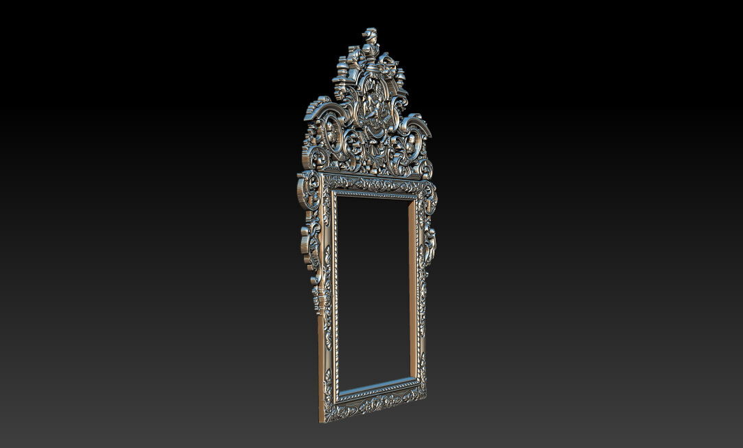 Classic Baroque Mirror Frame 2.5d 3d Model 3D Model
