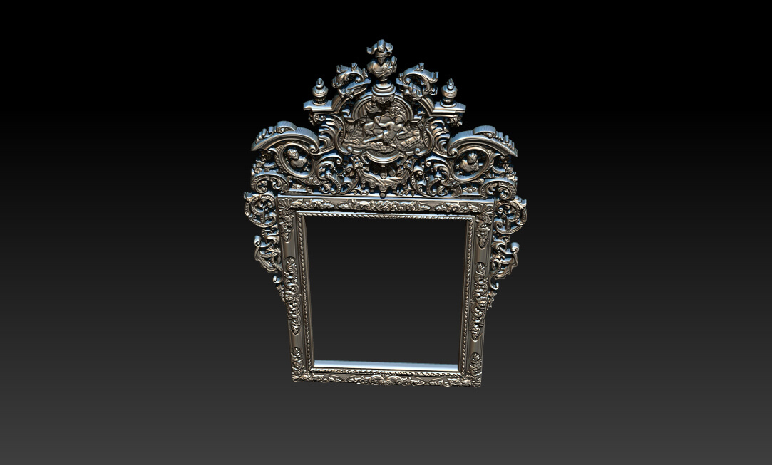 Classic Baroque Mirror Frame 2.5d 3d Model 3D Model