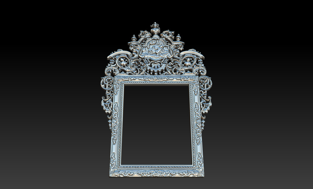 Classic Baroque Mirror Frame 2.5d 3d Model 3D Model