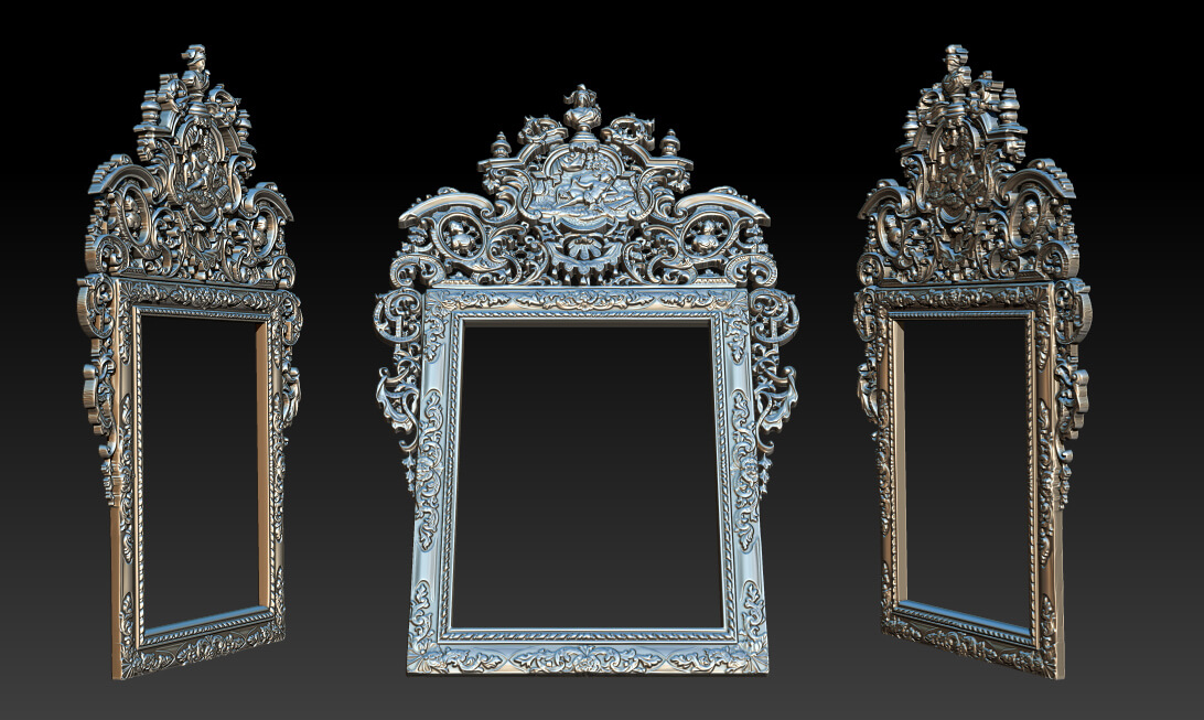 Classic Baroque Mirror Frame 2.5d 3d Model 3D Model