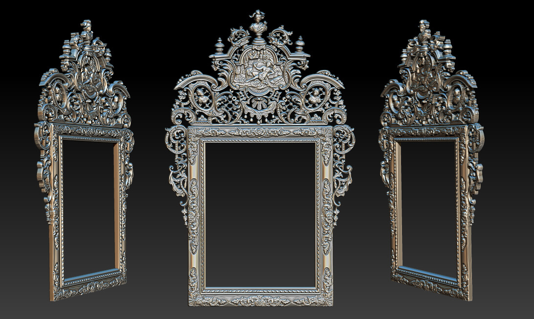 Classic Baroque Mirror Frame 2.5d 3d Model 3D Model