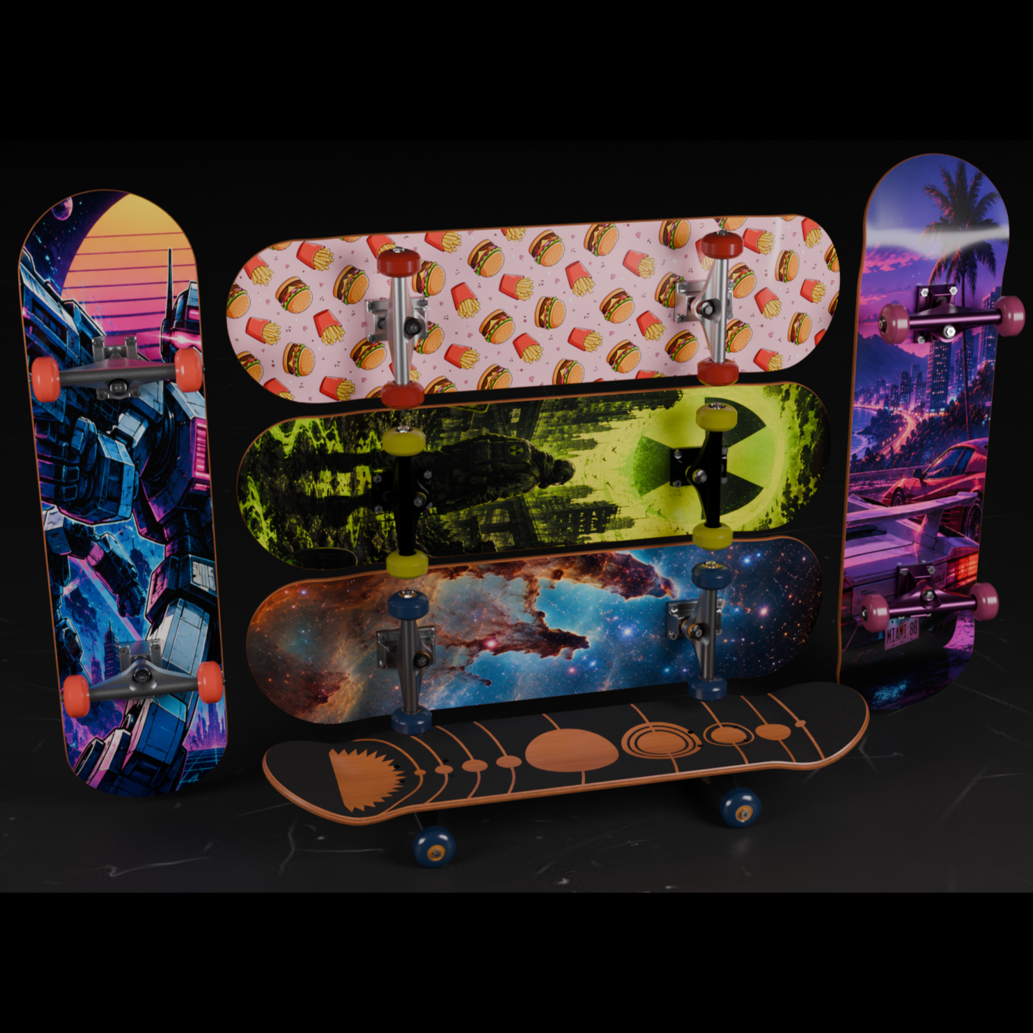 Skateboards 20 Designs Highly Customizable 3D Render, Digital Artwork by DanielLopezDev
