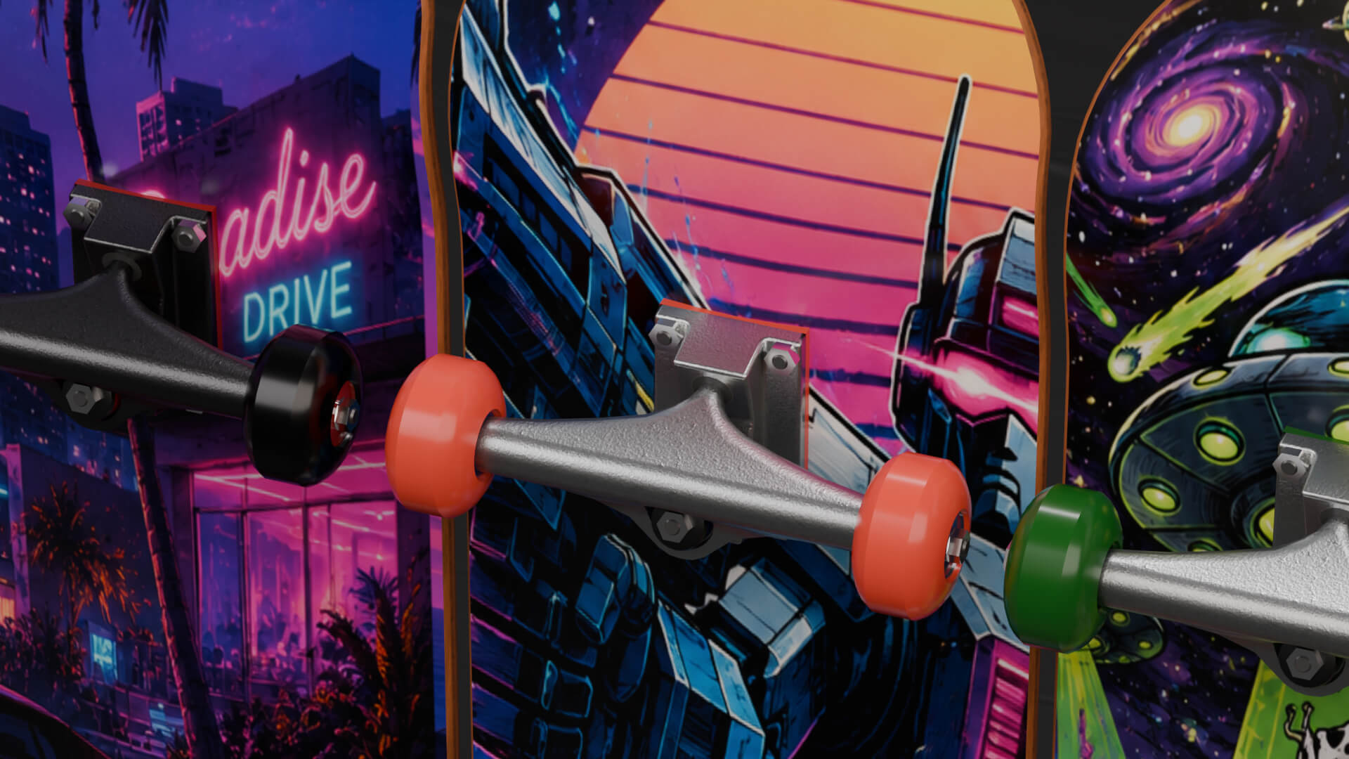 Skateboards 20 Designs Highly Customizable 3D Render, Digital Artwork by DanielLopezDev