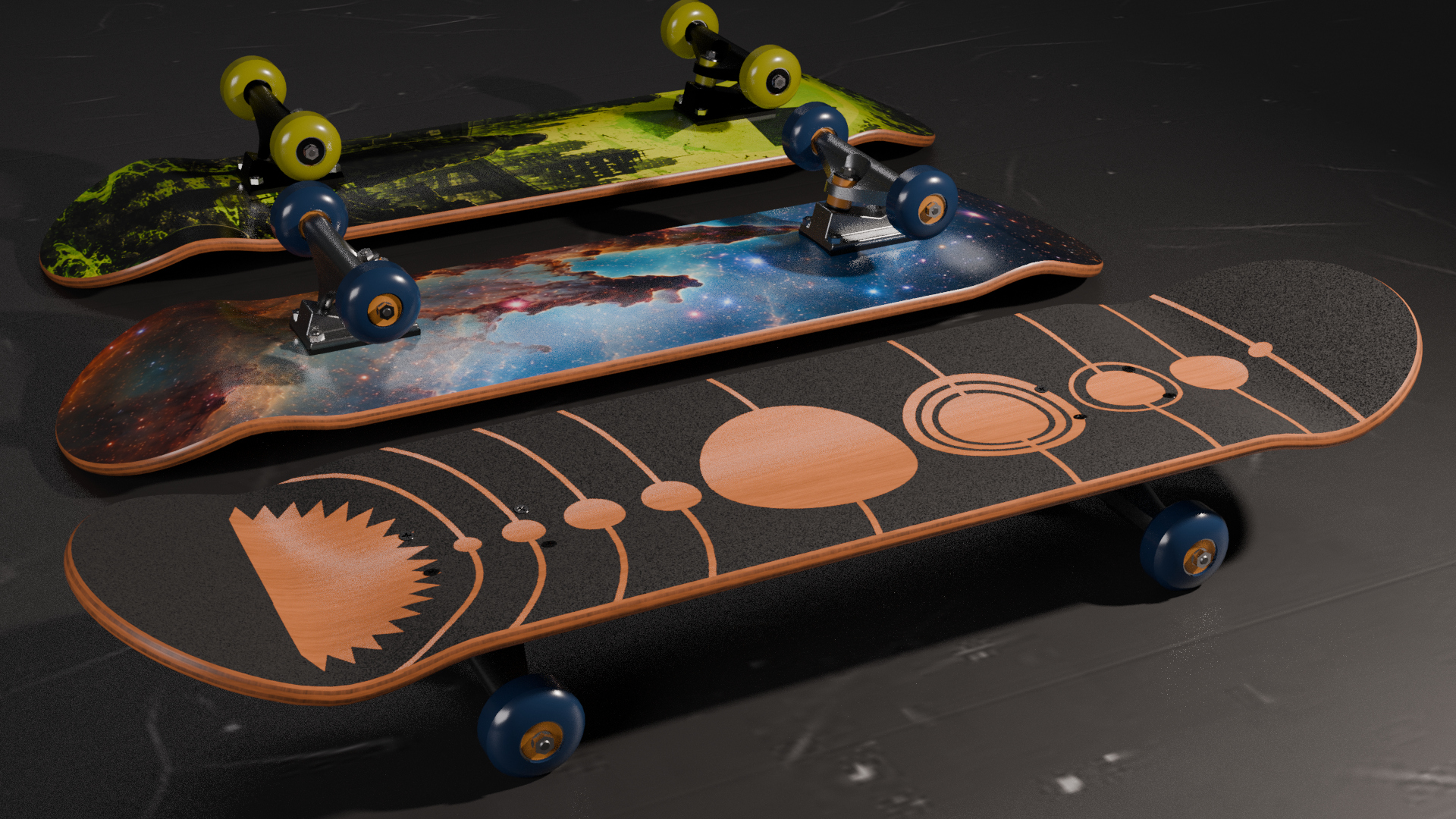 Skateboards 20 Designs Highly Customizable 3D Model