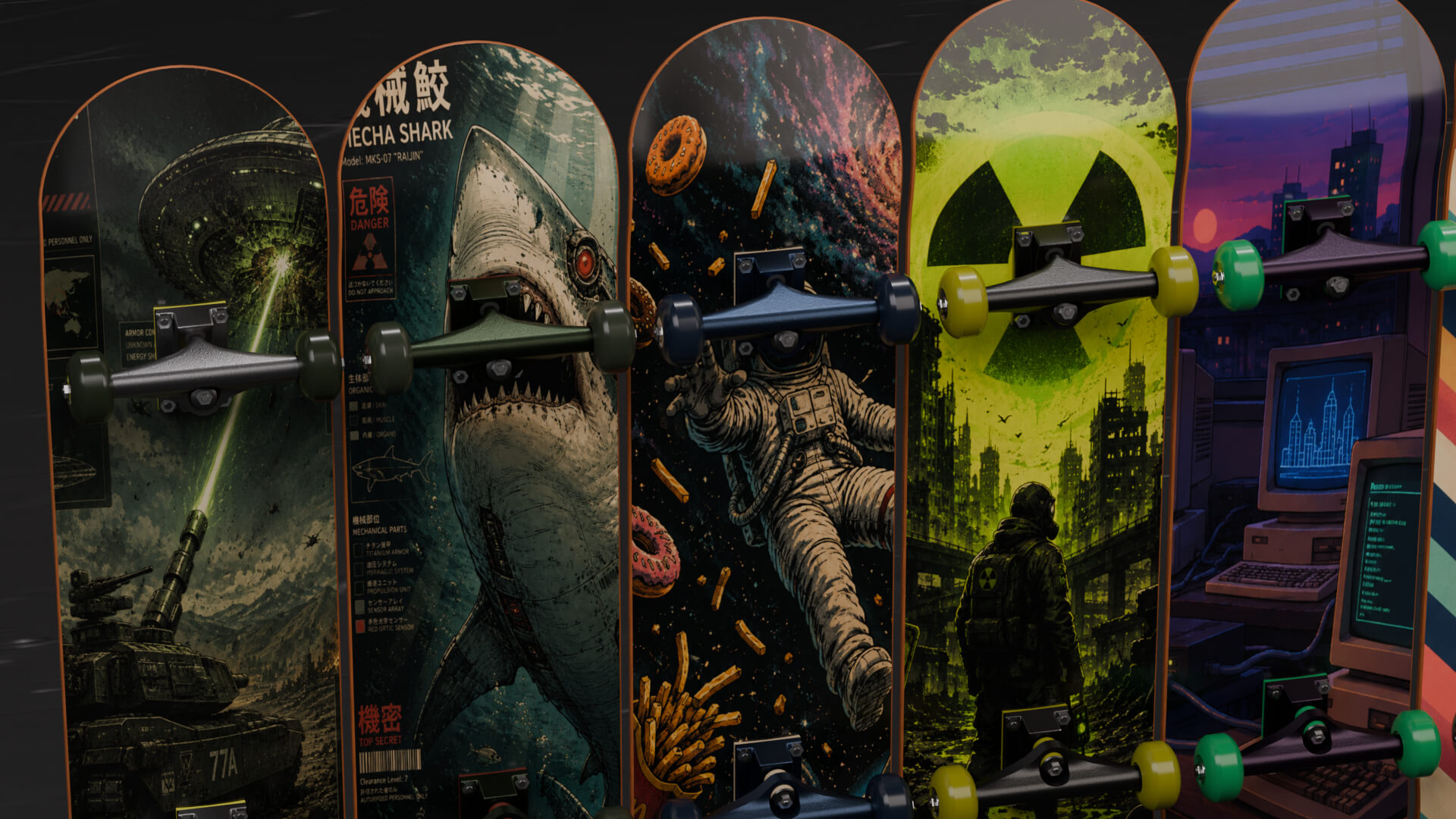 Skateboards 20 Designs Highly Customizable 3D Model