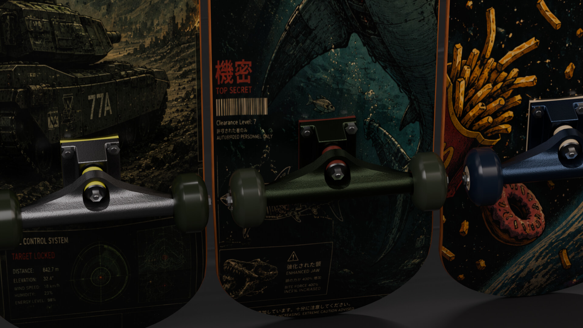 Skateboards 20 Designs Highly Customizable 3D Model
