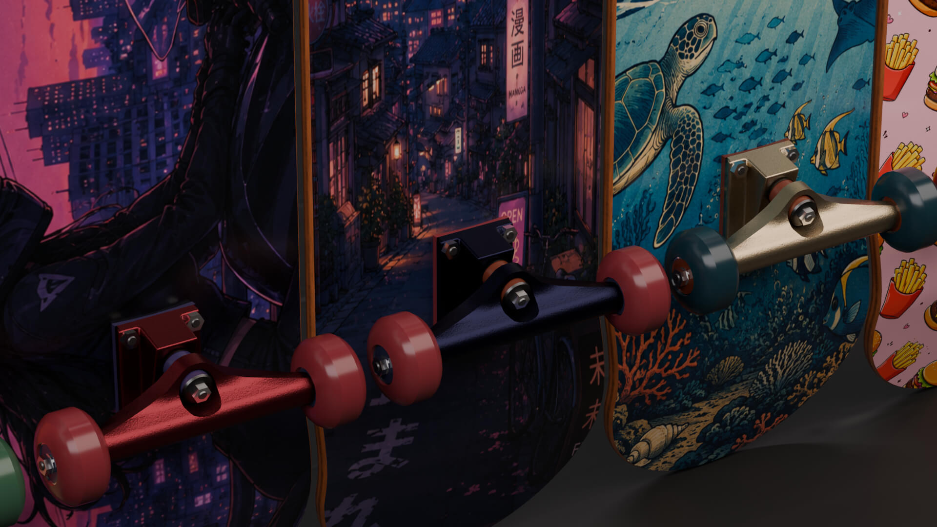 Skateboards 20 Designs Highly Customizable 3D Model