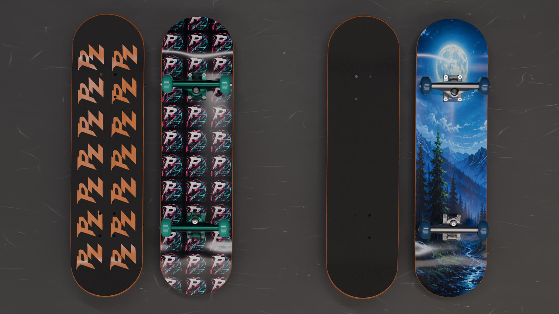 Skateboards 20 Designs Highly Customizable 3D Model