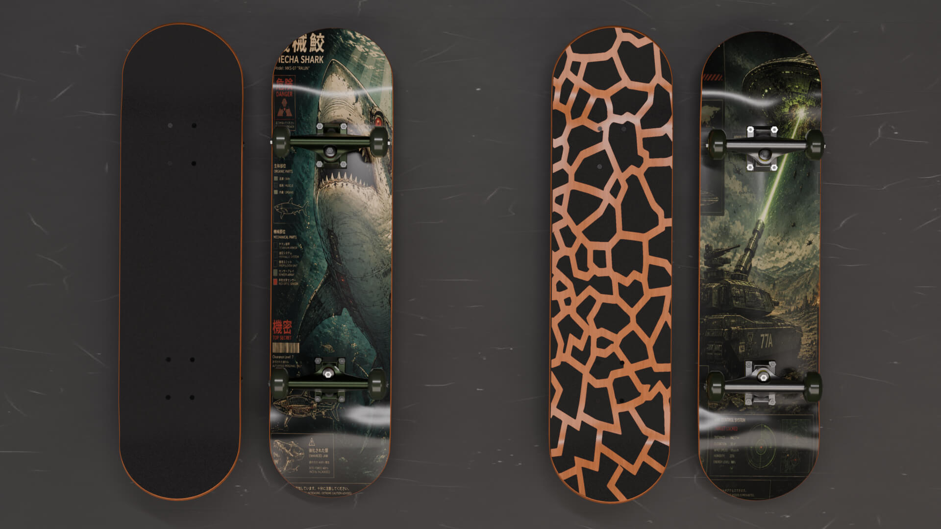Skateboards 20 Designs Highly Customizable 3D Model
