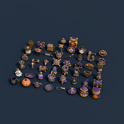 Stylized Halloween Collection Vol. 3 - 50 Game-Ready Models 3D Model