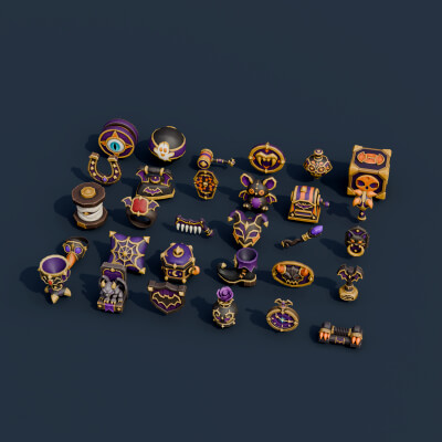 Stylized Halloween Prop Pack Vol. 5 - 30 Game-Ready Models