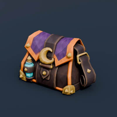 Stylized Low Poly Alchemist Field Satchel