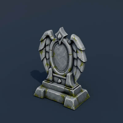 Stylized Low Poly Angel Wing Headstone