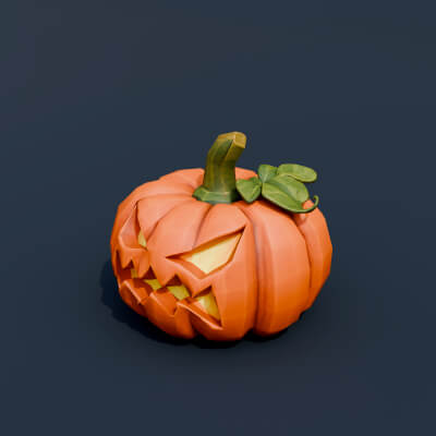 Stylized Low Poly Angry Jack O Lantern