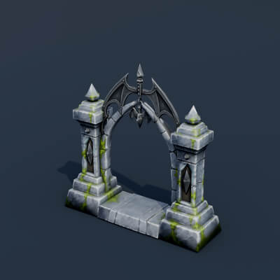 Stylized Low Poly Bat Archway