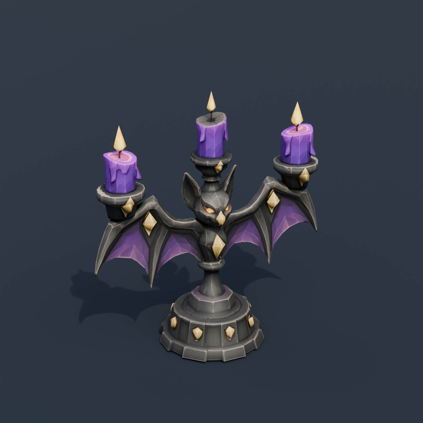 Stylized Low Poly Bat Candleholder 3D Model
