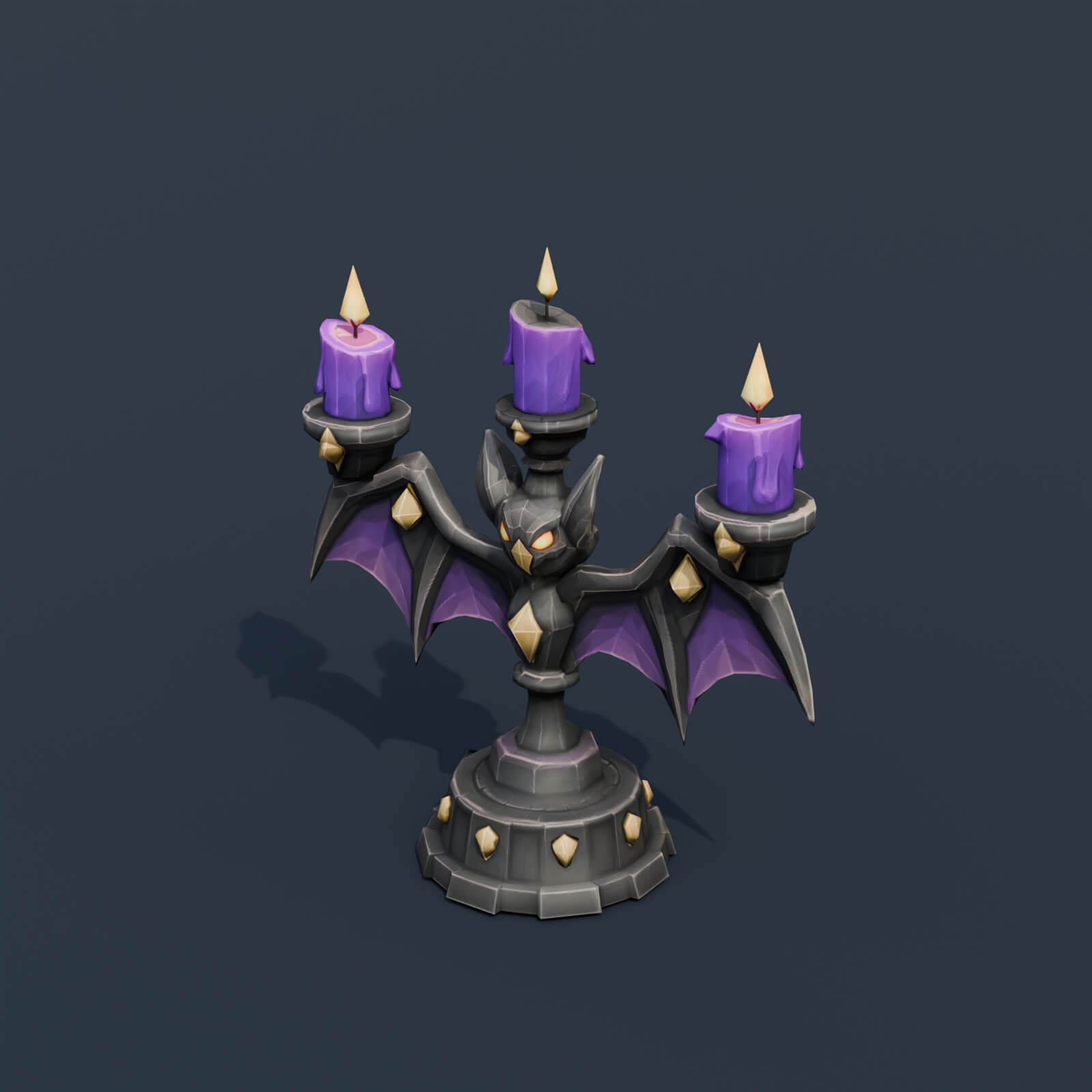 Stylized Low Poly Bat Candleholder 3D Model