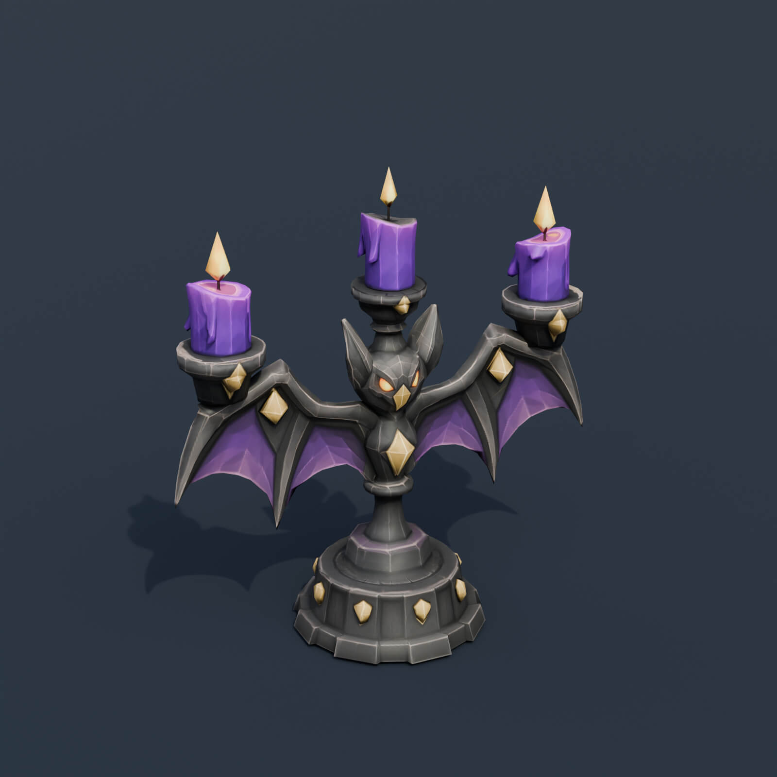 Stylized Low Poly Bat Candleholder 3D Model