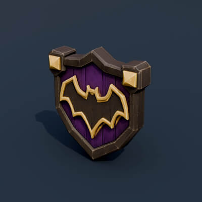 Stylized Low Poly Bat Crest Wall Plaque