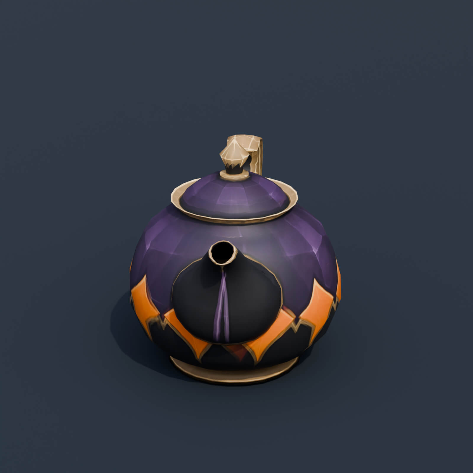 Stylized Low Poly Bat Handle Teapot 3D Model
