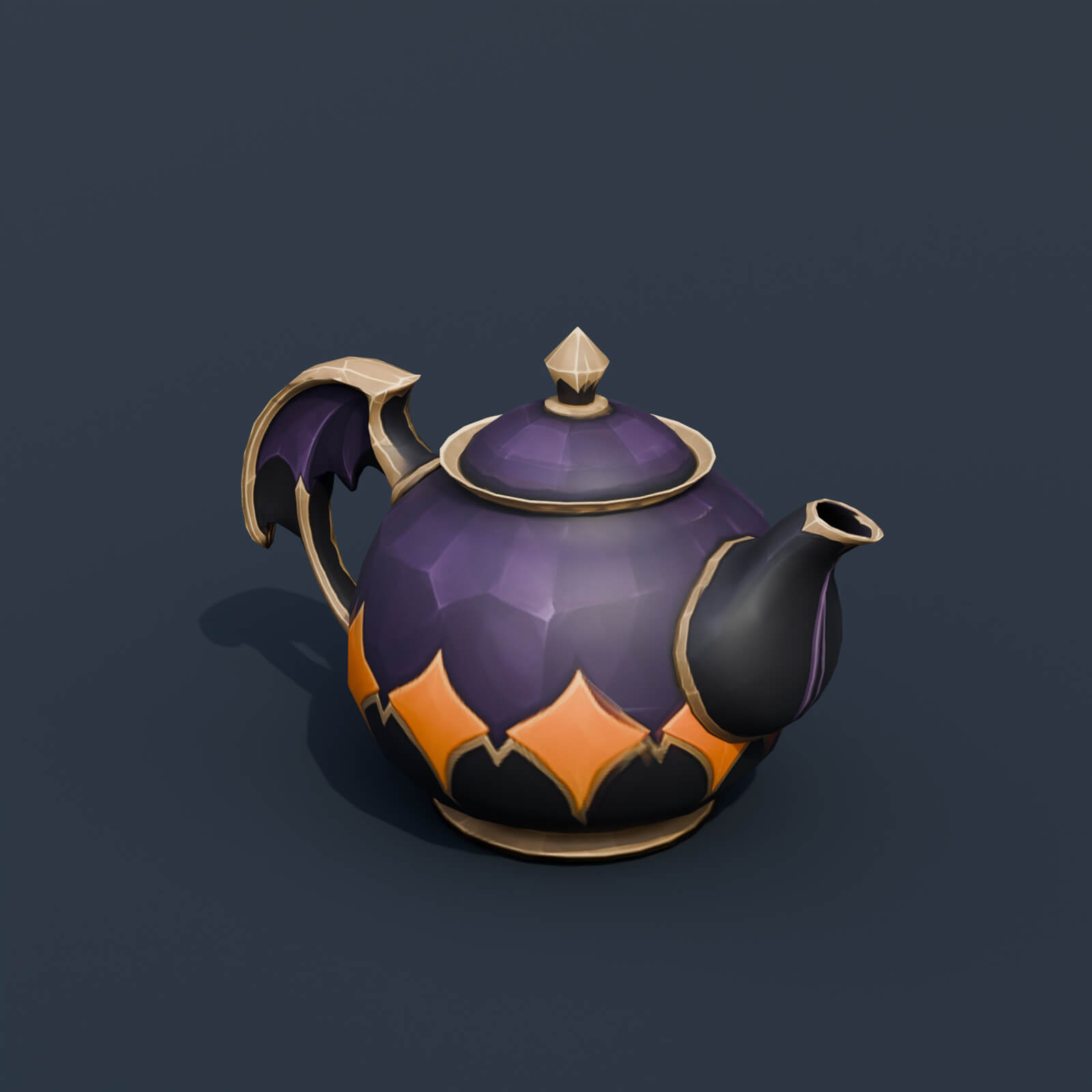Stylized Low Poly Bat Handle Teapot 3D Model