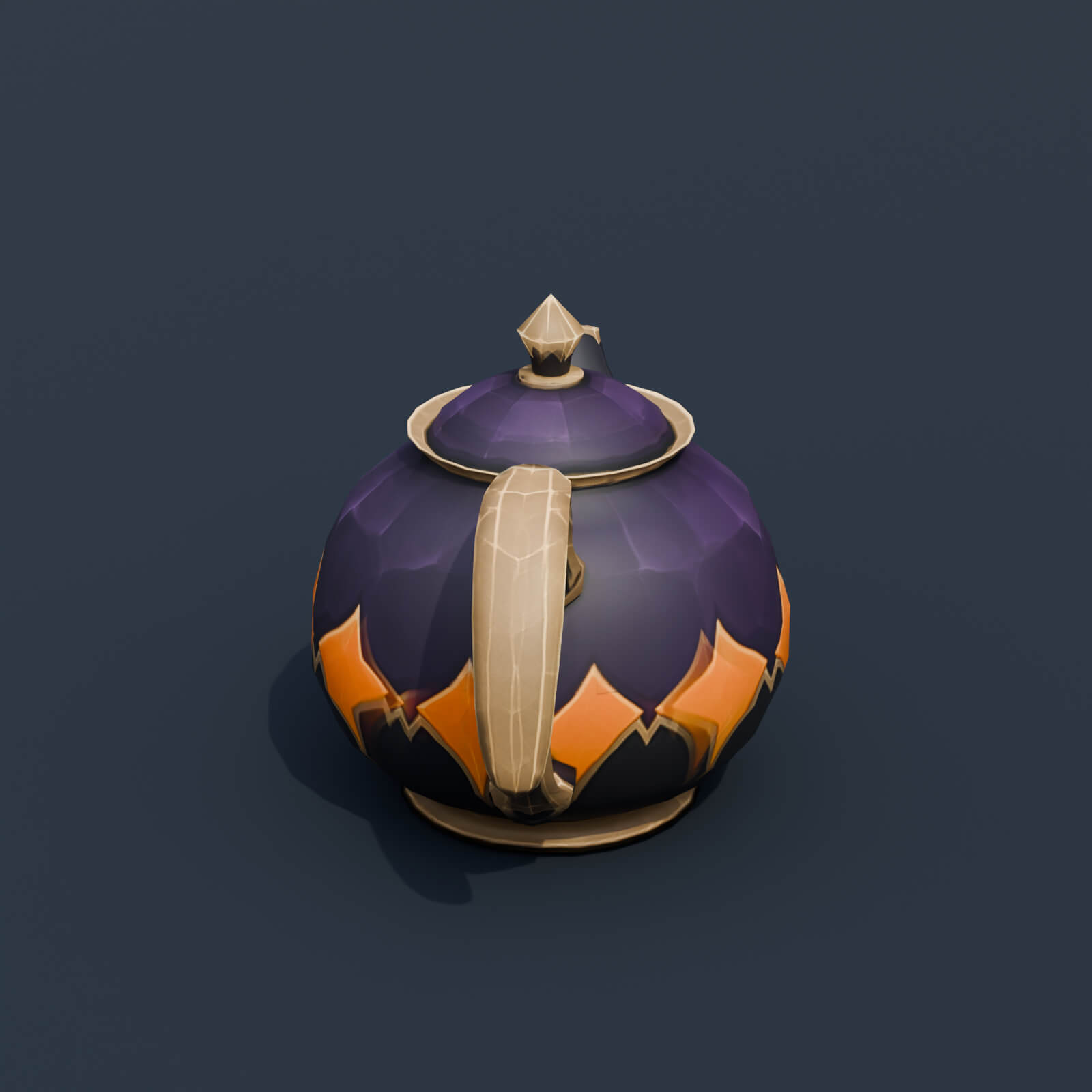 Stylized Low Poly Bat Handle Teapot 3D Model