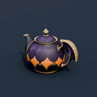 Stylized Low Poly Bat Handle Teapot