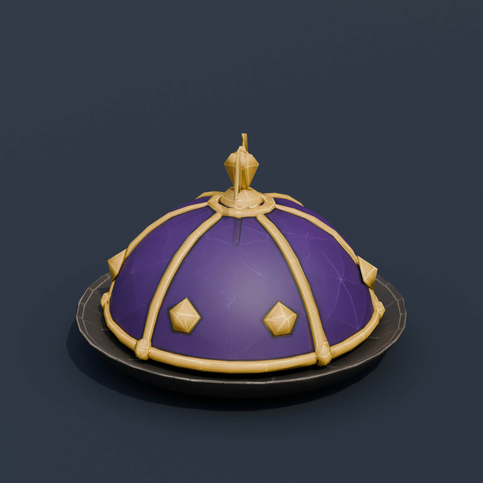 Stylized Low Poly Bat Knob Serving Cloche 3D Model