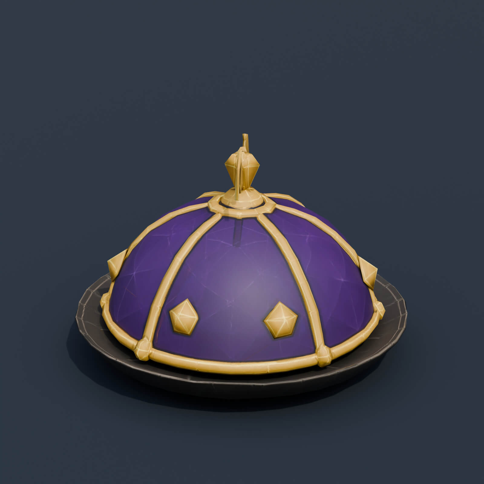 Stylized Low Poly Bat Knob Serving Cloche 3D Model