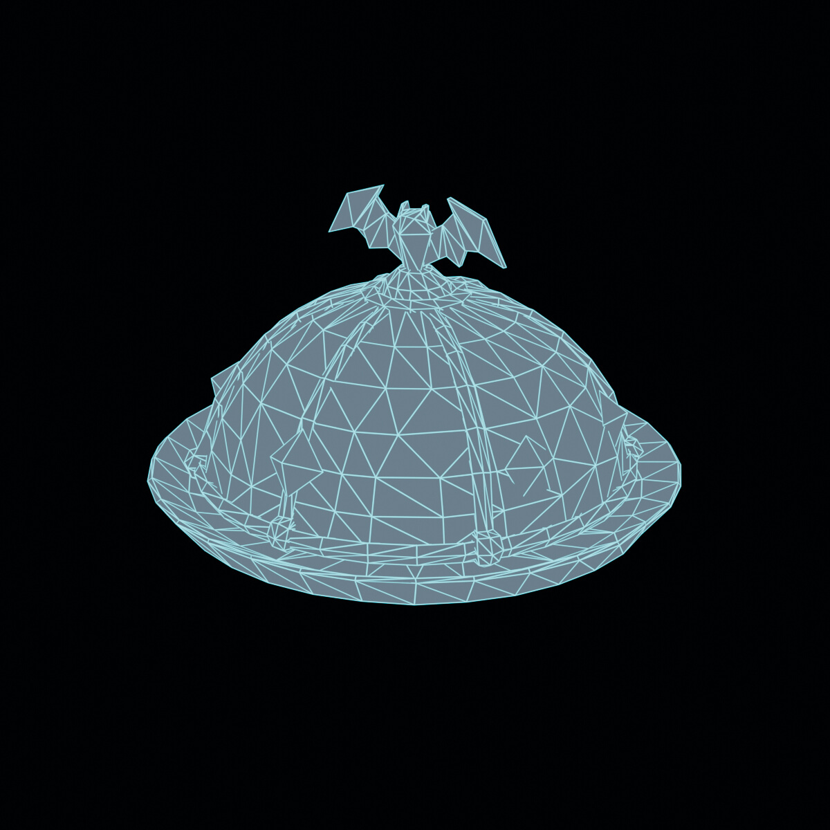 Stylized Low Poly Bat Knob Serving Cloche 3D Model