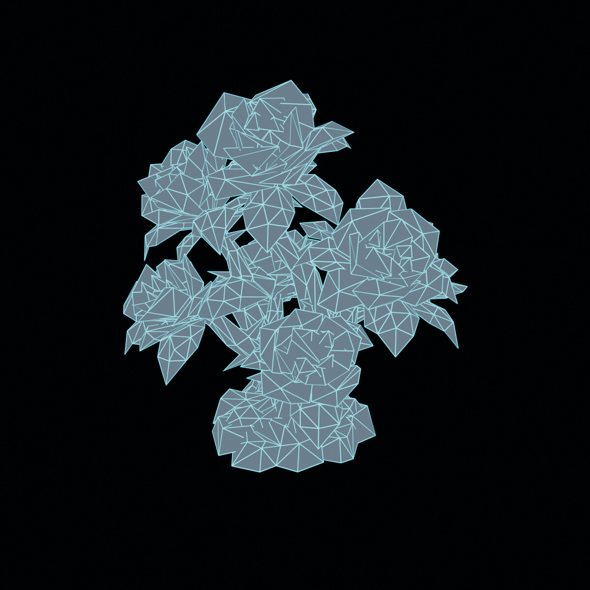 Stylized Low Poly Black Rose Bush 3D Model
