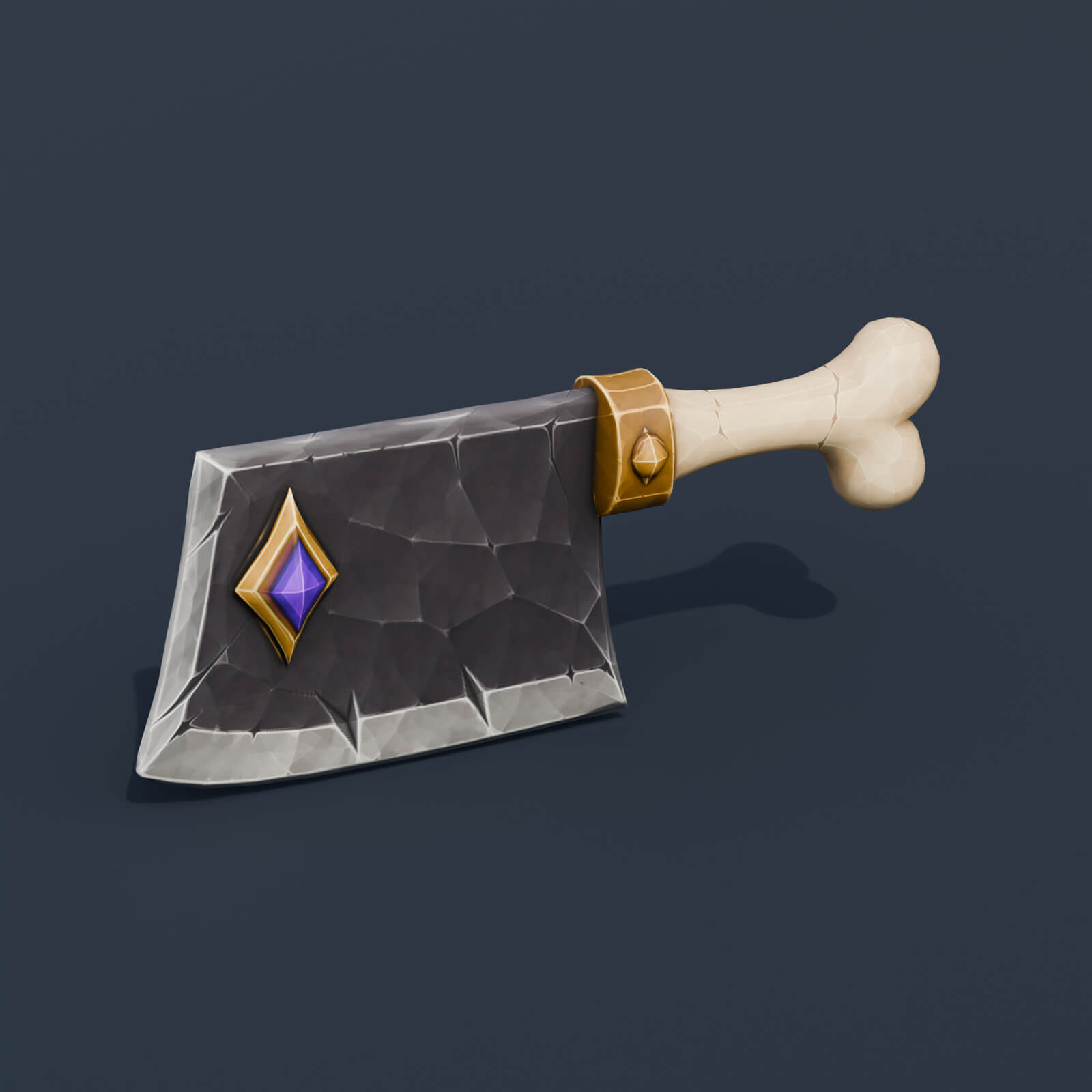 Stylized Low Poly Bone Handle Cleaver 3D Model
