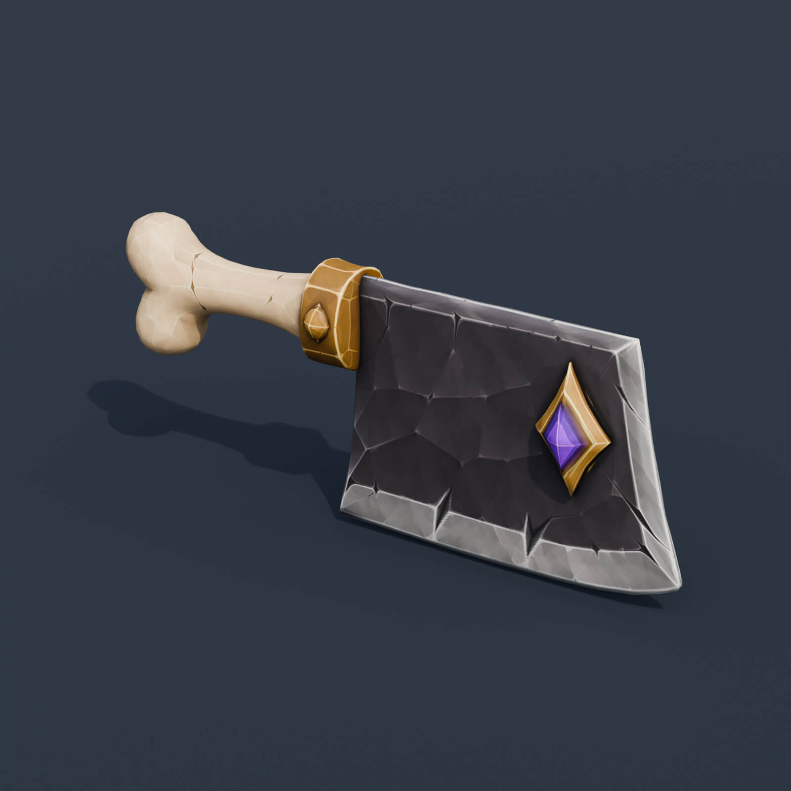 Stylized Low Poly Bone Handle Cleaver 3D Model