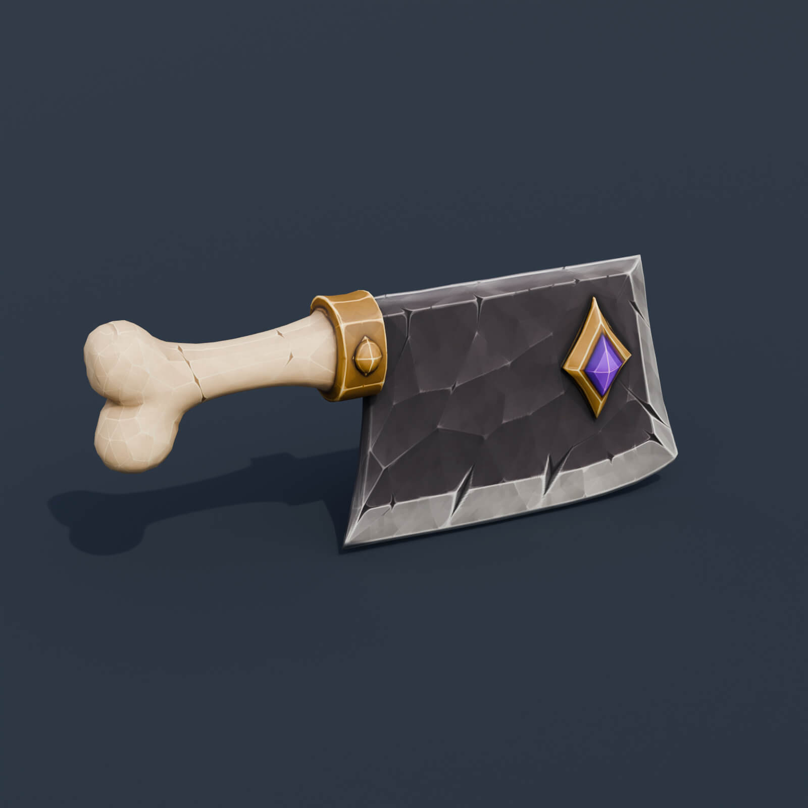 Stylized Low Poly Bone Handle Cleaver 3D Model