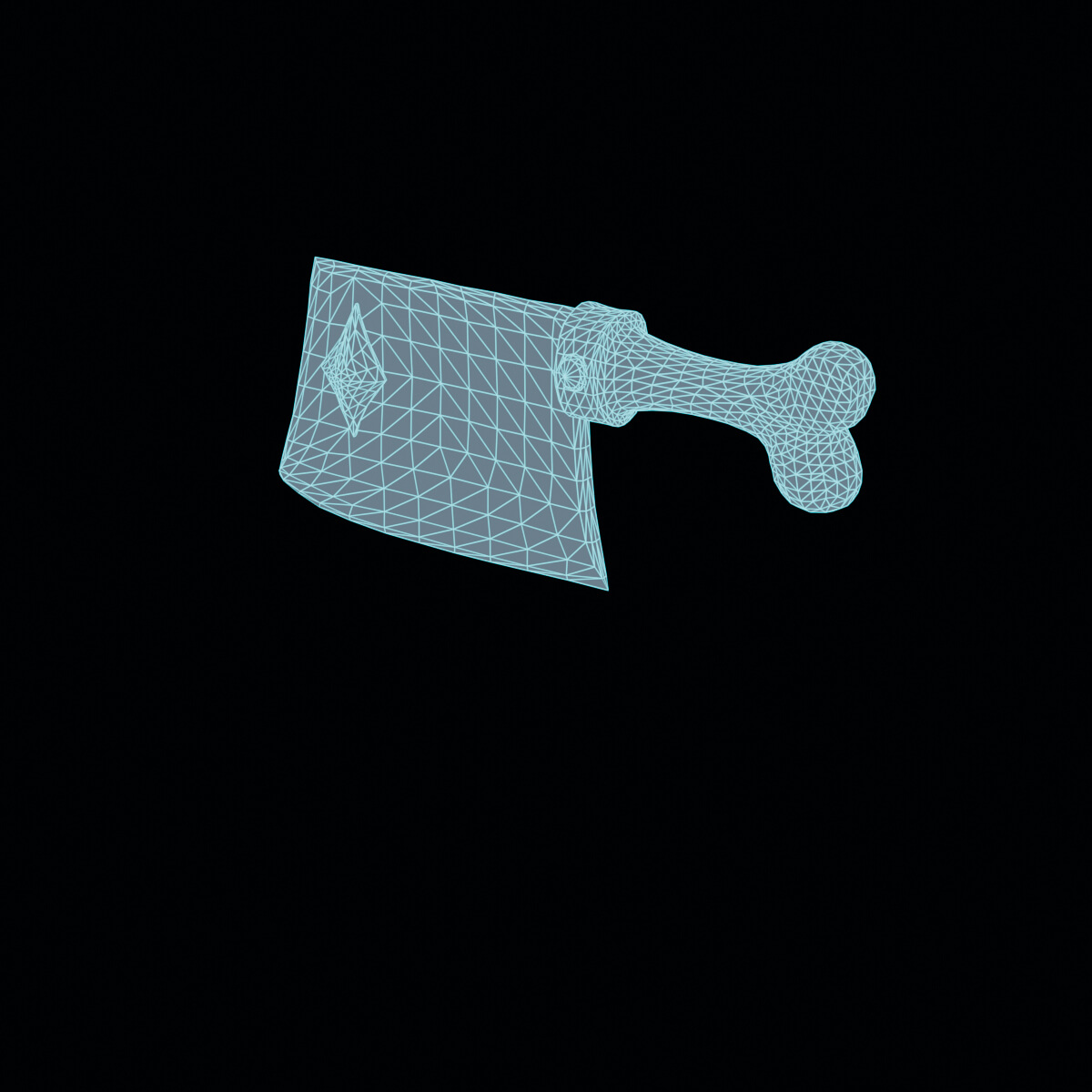 Stylized Low Poly Bone Handle Cleaver 3D Model
