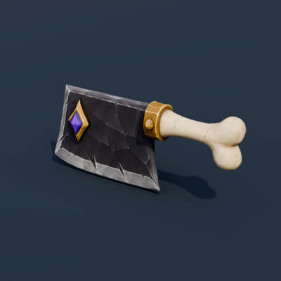 Stylized Low Poly Bone Handle Cleaver