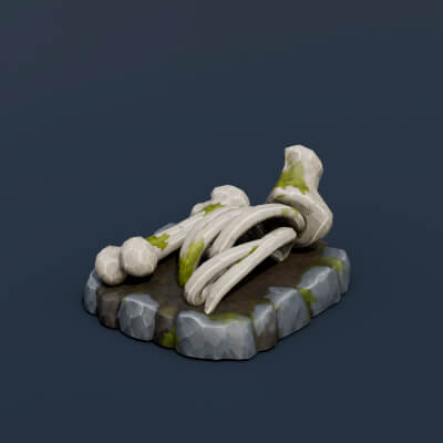 Stylized Low Poly Bone Pile