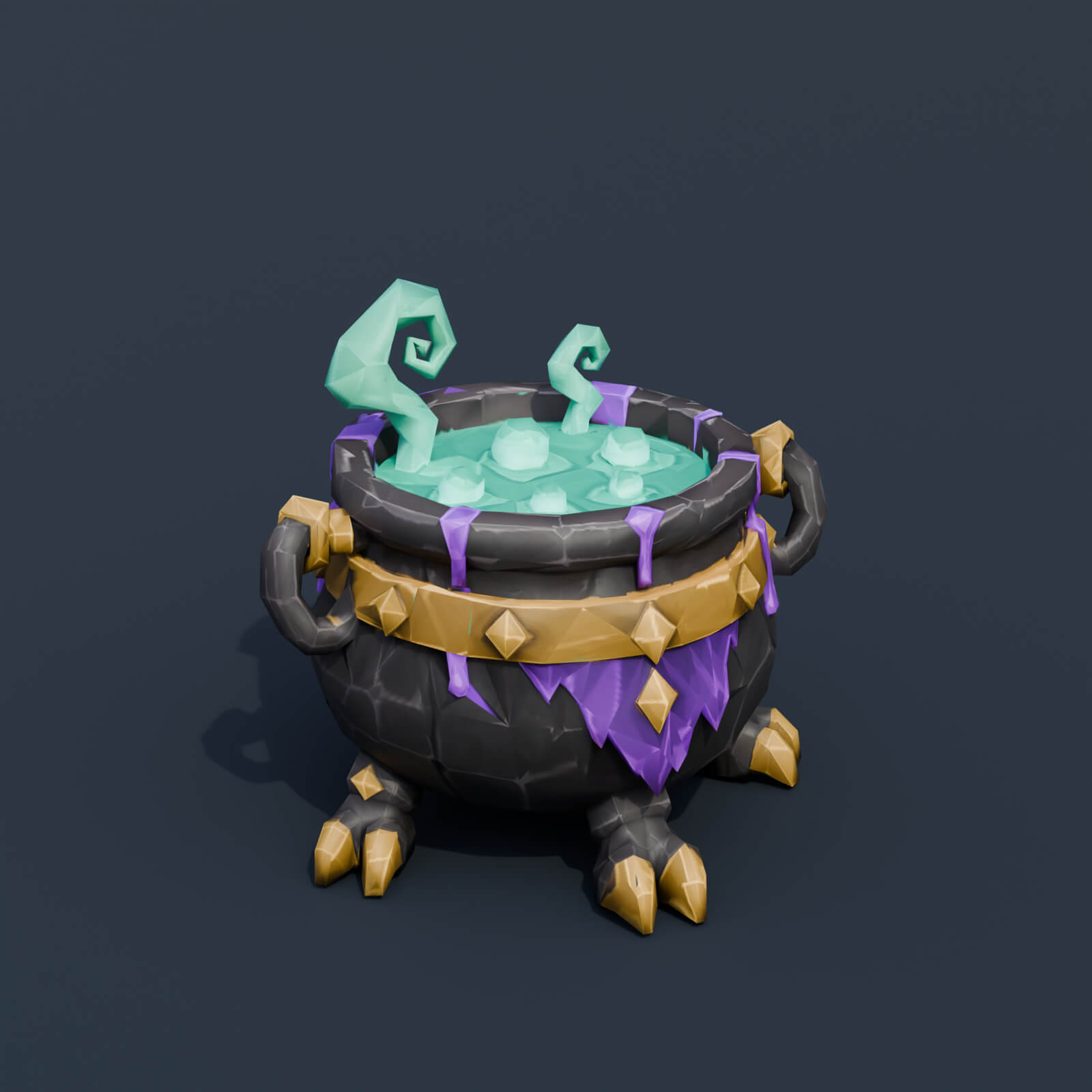 Stylized Low Poly Bubbling Cauldron 3D Model