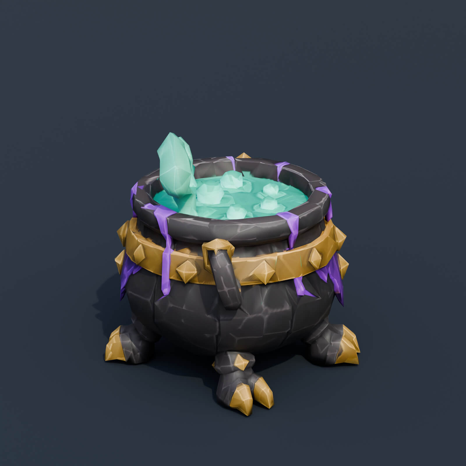 Stylized Low Poly Bubbling Cauldron 3D Model