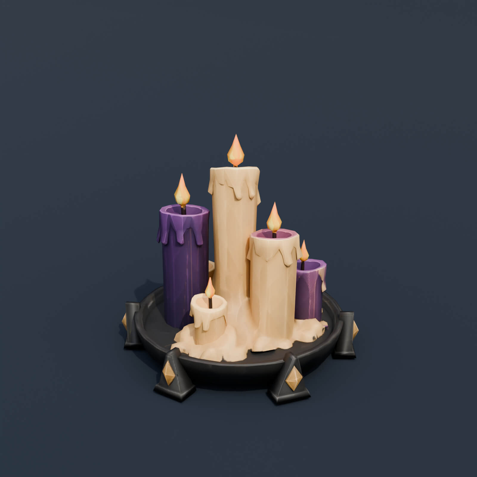 Stylized Low Poly Candle Cluster 3D Model